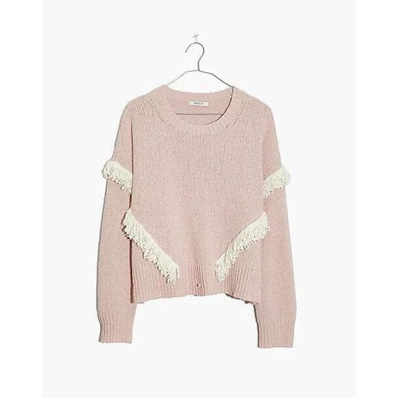 NWT Madewell Montford Pale Pink Fringe‎ Cream Sweater AB762 FA2020 Size S - Picture 3 of 10